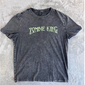 ROMWE Zombie King Graphic Tee Unisex Large Black Grunge Goth Y2K Streetwear Tee